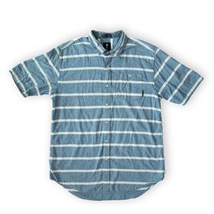 Billabong Men's Shirt M Blue Striped Button-Down Pocket Beach Summer Surf Ocean